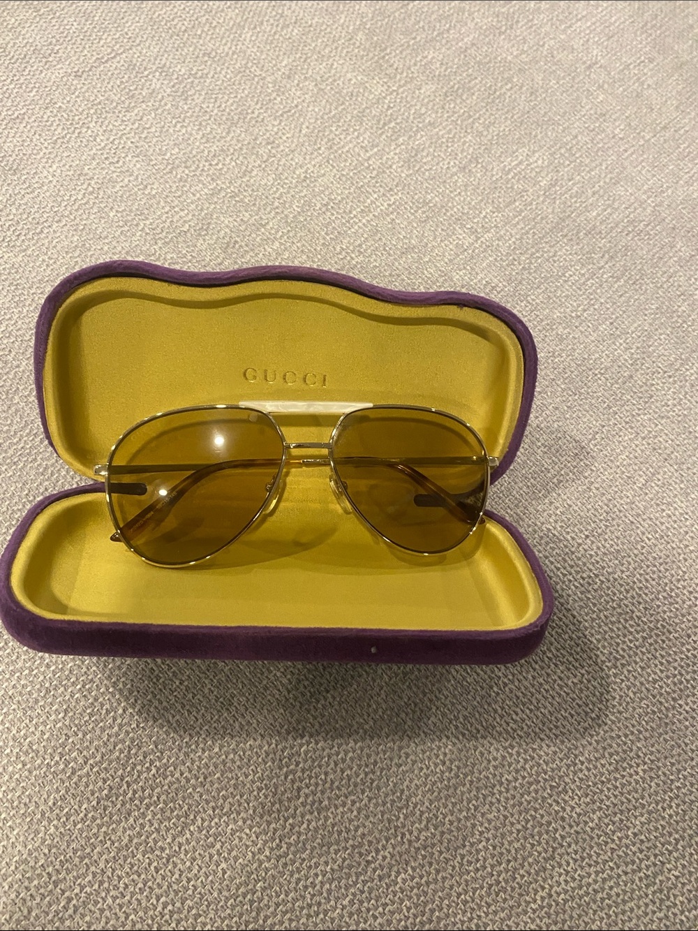 Gucci Aviator Sunglasses with Brown Lenses and Gold Frame